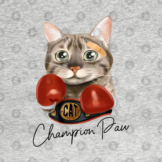 cat with boxing gloves and champion belt by stark.shop